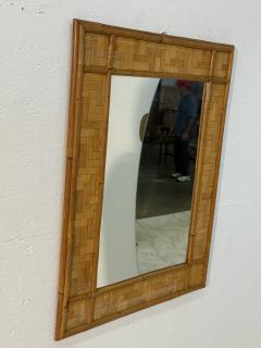 Vintage Rattan and Bamboo Wall Mirror - 4291966
