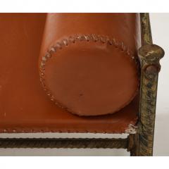 Vintage Rebar and Leather Bench - 4140061