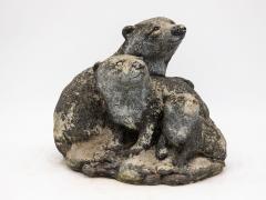 Vintage Reconstituted Stone Badger Family Garden Ornament - 3370305