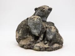 Vintage Reconstituted Stone Badger Family Garden Ornament - 3370311