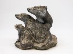 Vintage Reconstituted Stone Badger Family Garden Ornament - 3370315