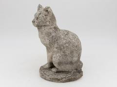 Vintage Reconstituted Stone Cat Garden Statue English 1970s - 4618431