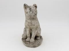 Vintage Reconstituted Stone Cat Garden Statue English 1970s - 4618433