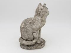 Vintage Reconstituted Stone Cat Garden Statue English 1970s - 4618434