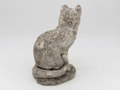 Vintage Reconstituted Stone Cat Garden Statue English 1970s - 4618435