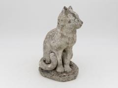 Vintage Reconstituted Stone Cat Garden Statue English 1970s - 4618753