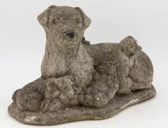 Vintage Reconstituted Stone Dog with Four Puppies English Mid 20th C  - 3364695
