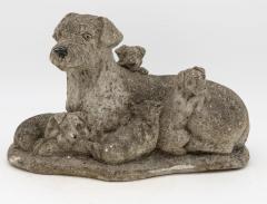 Vintage Reconstituted Stone Dog with Four Puppies English Mid 20th C  - 3364697