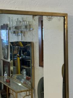 Vintage Rectangular Wall Mirror with Brass Frame - 4290817
