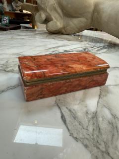 Vintage Red Marble Stone Jewelry or Trinket Box - 4373773