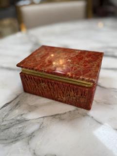 Vintage Red Onyx Stone Jewelry or Trinket Box - 4373747