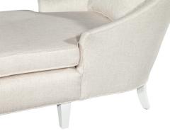 Vintage Restored Chaise Lounge in Cream Fabric - 3885496