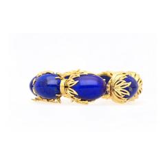 Vintage Retro Era 2 50 CTTW Blue Lapis Lazuli Bracelet in Floral 18K Yellow Gold - 3500438