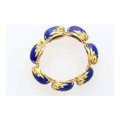 Vintage Retro Era 2 50 CTTW Blue Lapis Lazuli Bracelet in Floral 18K Yellow Gold - 3500439