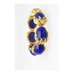 Vintage Retro Era 2 50 CTTW Blue Lapis Lazuli Bracelet in Floral 18K Yellow Gold - 3500440