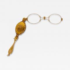 Vintage Retro Era Lorgnette Glasses With 14K Yellow Gold Case - 3575058