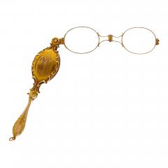 Vintage Retro Era Lorgnette Glasses With 14K Yellow Gold Case - 3575059