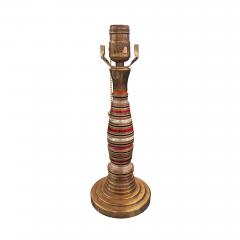 Vintage Retro Modern Red Black and Copper Band Table Lamp - 4679293