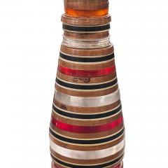 Vintage Retro Modern Red Black and Copper Band Table Lamp - 4679297