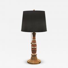 Vintage Retro Modern Red Black and Copper Band Table Lamp - 4679356