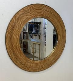Vintage Round Bamboo Mirror with Wide Frame - 4315993