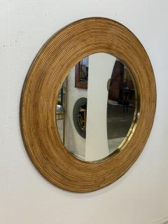 Vintage Round Bamboo Mirror with Wide Frame - 4315995