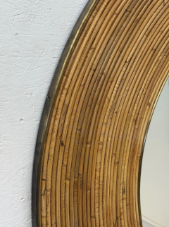 Vintage Round Bamboo Mirror with Wide Frame - 4589664