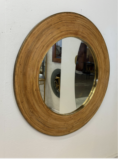 Vintage Round Bamboo Mirror with Wide Frame - 4589665