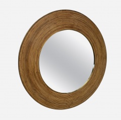 Vintage Round Bamboo Mirror with Wide Frame - 4590113
