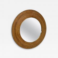 Vintage Round Bamboo Mirror with Wide Frame - 4590114