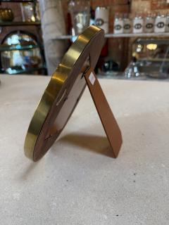 Vintage Round Brass Burl Wood Picture Frame - 4556691