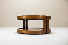 Vintage Round Coffee Table in Teak and Glass Italy 1960s - 3885040