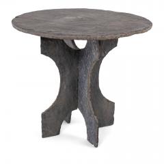 Vintage Round Slate Table from France raised upon two piece shaped slate base  - 1507416