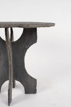 Vintage Round Slate Table from France raised upon two piece shaped slate base  - 1507421