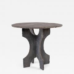 Vintage Round Slate Table from France raised upon two piece shaped slate base  - 1514533