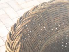 Vintage Round Wicker and Glass Side Table France 1960s - 4291411