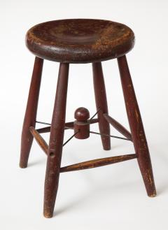 Vintage Rustic Four Legged Maroon Stool - 1937417