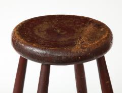 Vintage Rustic Four Legged Maroon Stool - 1937418