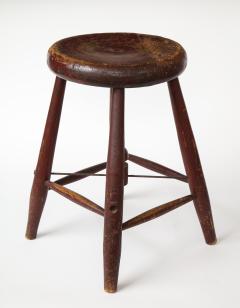 Vintage Rustic Four Legged Maroon Stool - 1937424