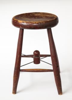 Vintage Rustic Four Legged Maroon Stool - 1937427