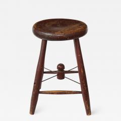 Vintage Rustic Four Legged Maroon Stool - 1938409