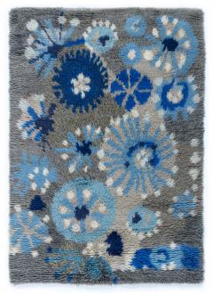 Vintage Rya Rug by Margareta Grandin Nettles Bla Flora  - 3582455