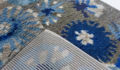 Vintage Rya Rug by Margareta Grandin Nettles Bla Flora  - 3582459