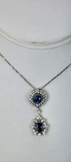 Vintage Sapphire Diamond 18K Drop Necklace 2 Carats - 3455136