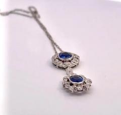 Vintage Sapphire Diamond 18K Drop Necklace 2 Carats - 3455138