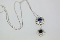 Vintage Sapphire Diamond 18K Drop Necklace 2 Carats - 3455261