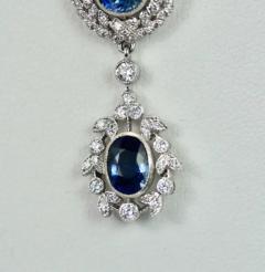 Vintage Sapphire Diamond 18K Drop Necklace 2 Carats - 3455264