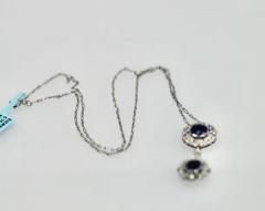 Vintage Sapphire Diamond 18K Drop Necklace 2 Carats - 3455278