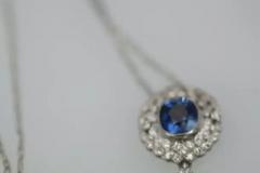 Vintage Sapphire Diamond 18K Drop Necklace 2 Carats - 3455337