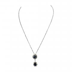 Vintage Sapphire Diamond 18K Drop Necklace 2 Carats - 3543906